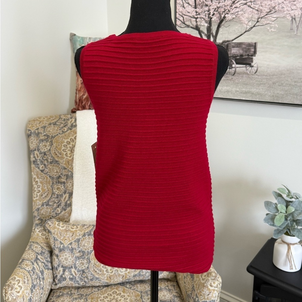 Red Ribbed Tank Top by Red - Picture 3 of 6